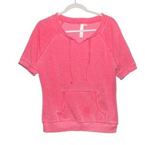 Green Tea Shirt Top Women’s Size Small S Pullover Drawstring Pockets Pink